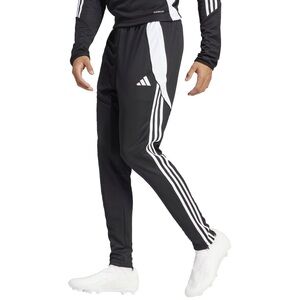 Adidas Men's Black Joggers with White Stripes